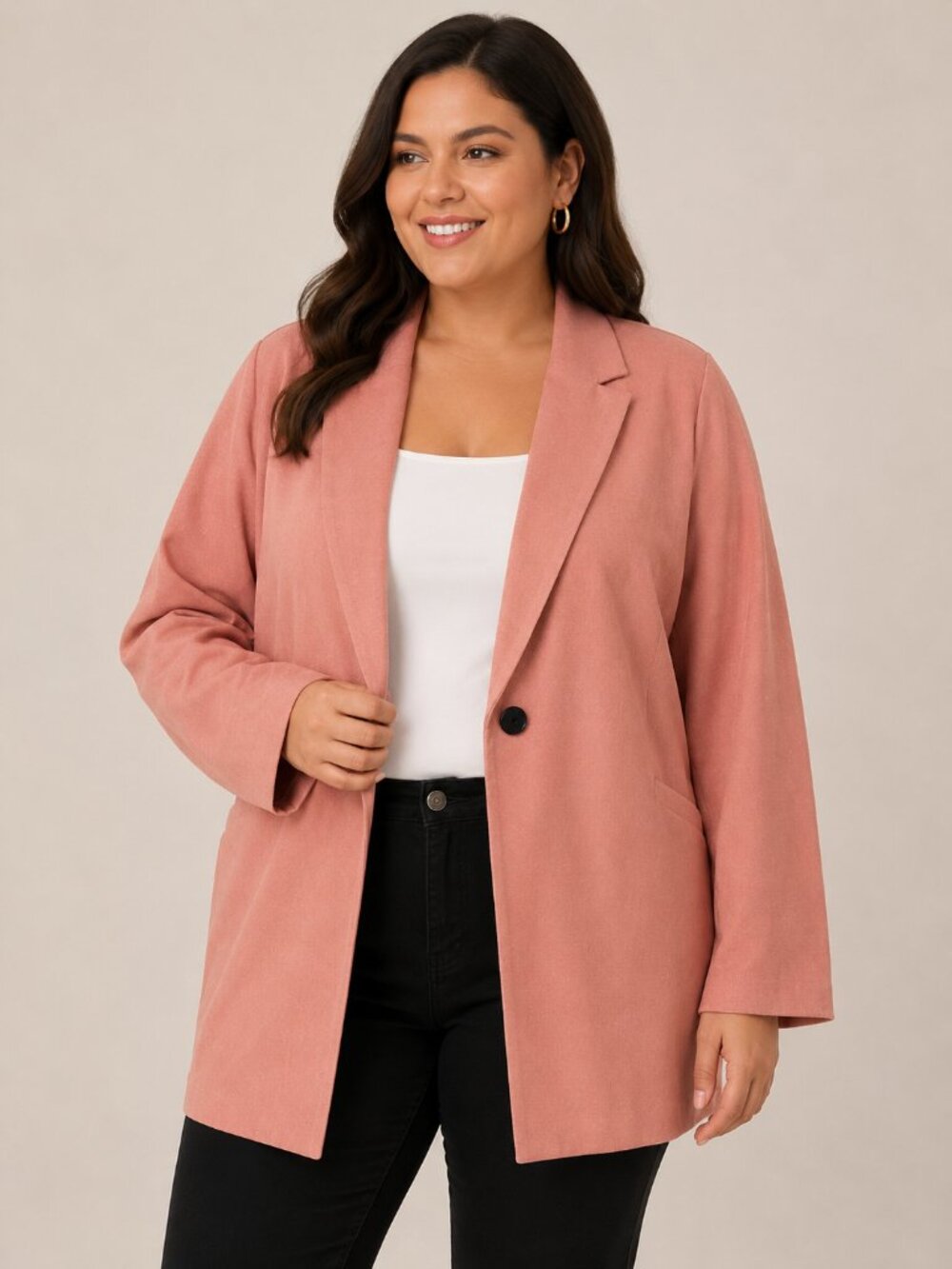 Addition Elle Pink Coral Textured Blazer Size 18 NWOT Career Office Plus Size